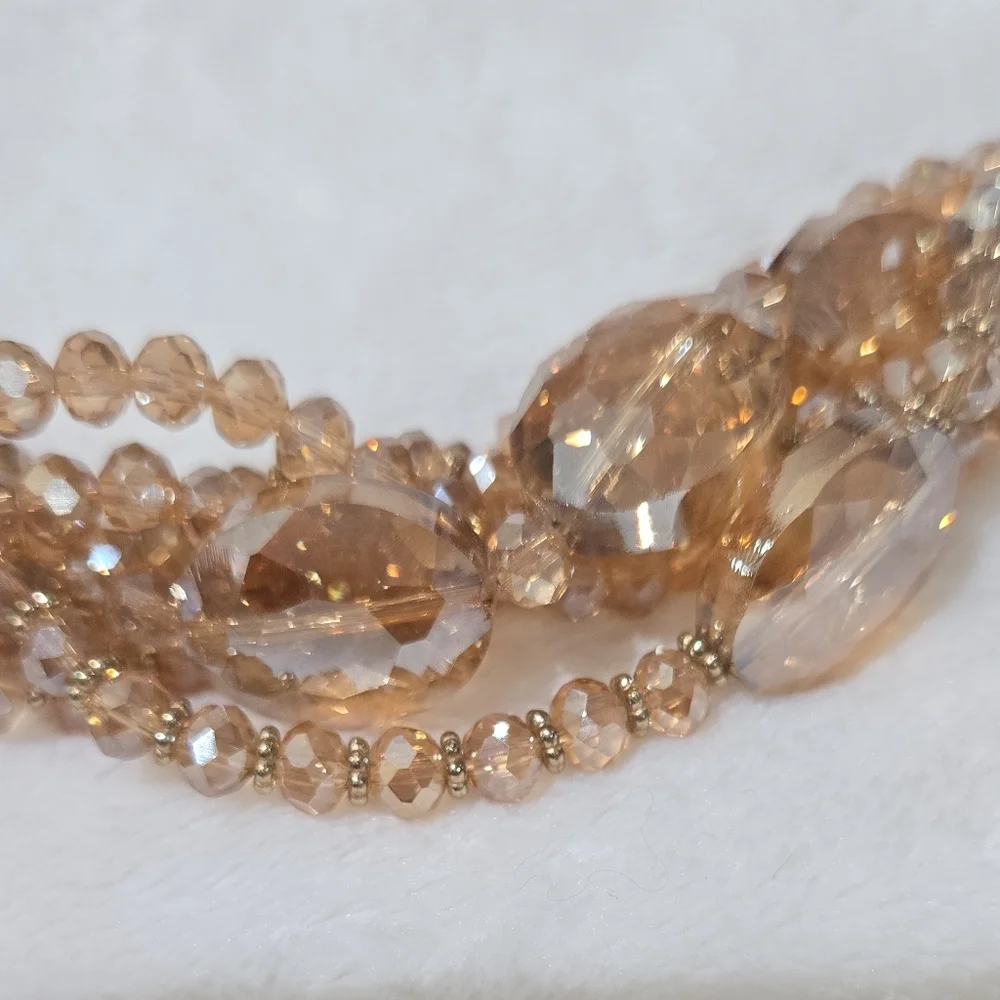 Gold and Crystal Multistrand Statement Necklace - Picture 4 of 7